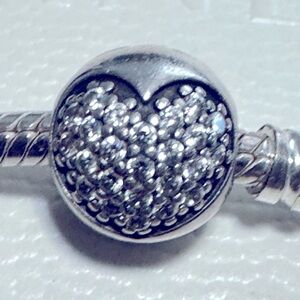 Authentic Pandora Heart Clip CZ charm silver